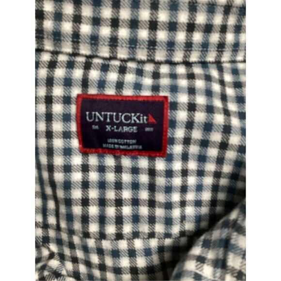 UNTUCKit Flannel Cerasuola Button Up Plaid. Shirt Sz XL Blue White - Picture 7 of 9
